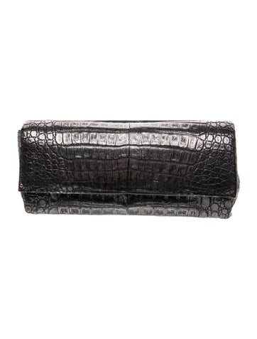 Signature Black Crocodile Foldover Small