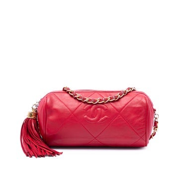 Mini Quilted Lambskin Tassel Barrel Crossbody
