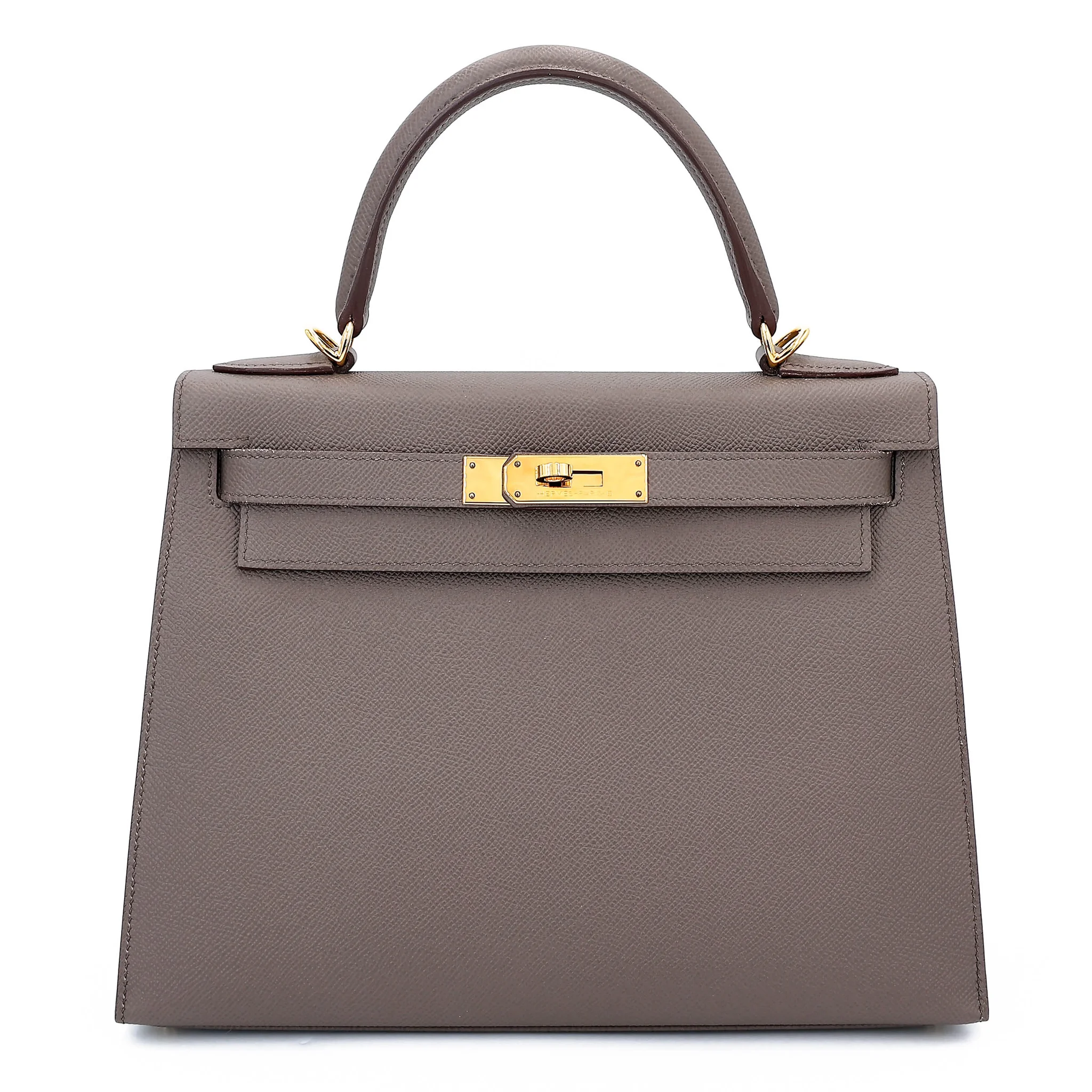 Very Good ( Rank A) HERMÈS Kelly 28 Sellier Etain (8F) Epsom Gold hardware D (2019)