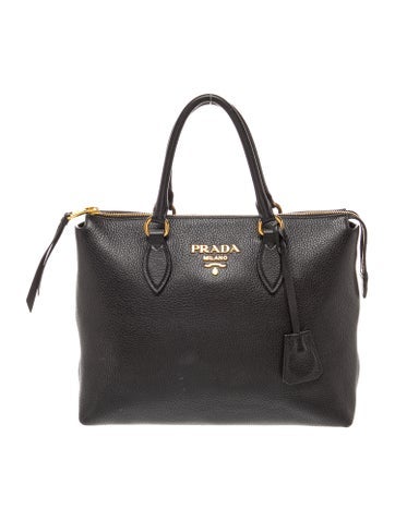 Vitello Daino Leather Black Vitello Phenix Leather Top Handle Bag