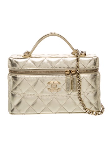 Quilted Caviar Small Vanity Case w/ Chain