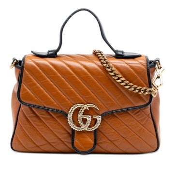 Calf Leather Small GG Marmont Matelasse Leather Torchon Top Handle Bag