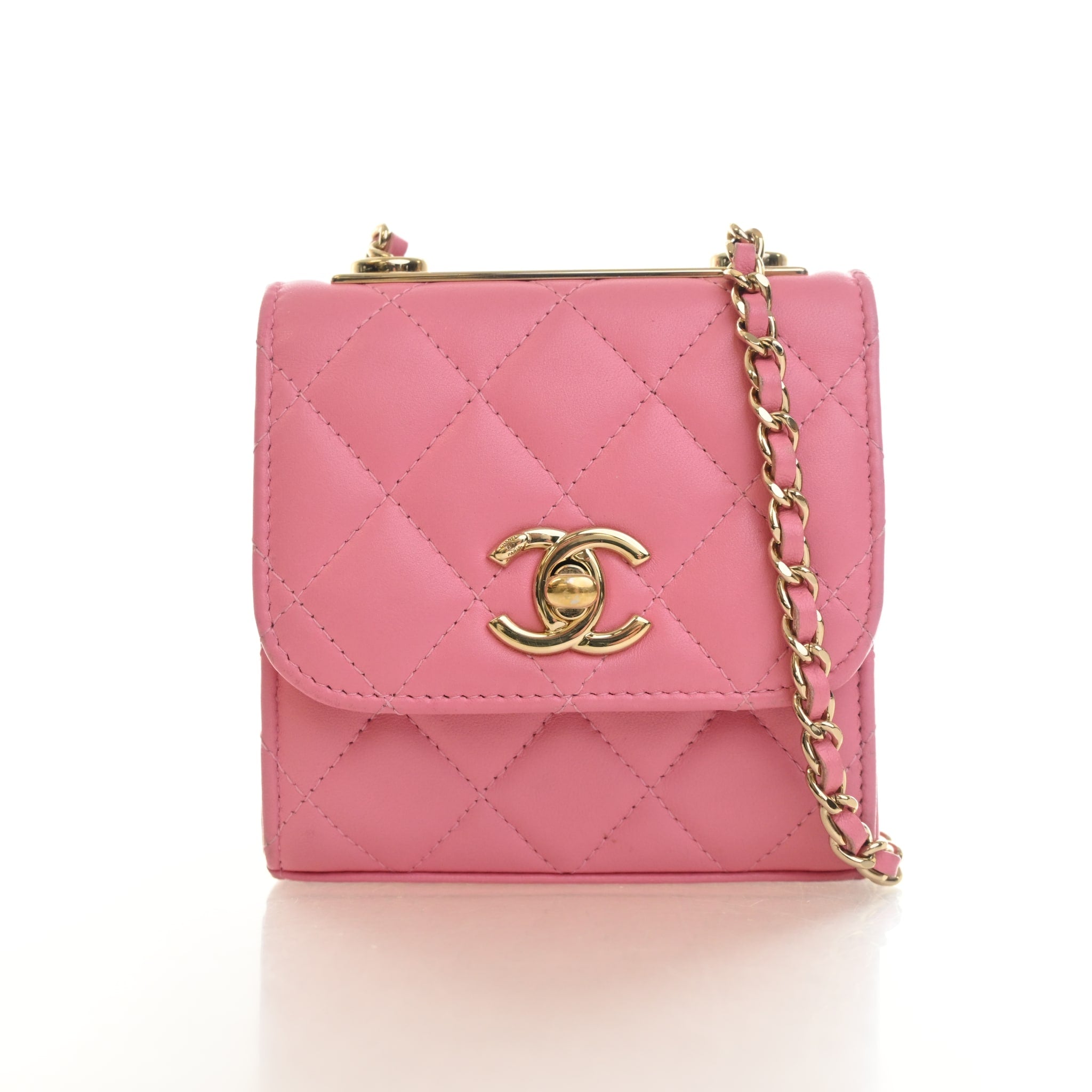 Chanel Mini Lambskin Trendy CC Clutch With Chain