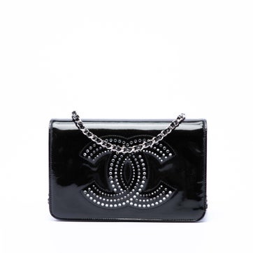 CC Patent Strass Embellished Wallet On Chain