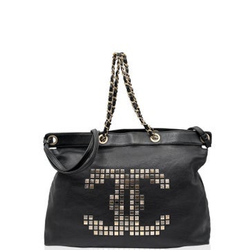 Calfskin Mosaic Stud Tote