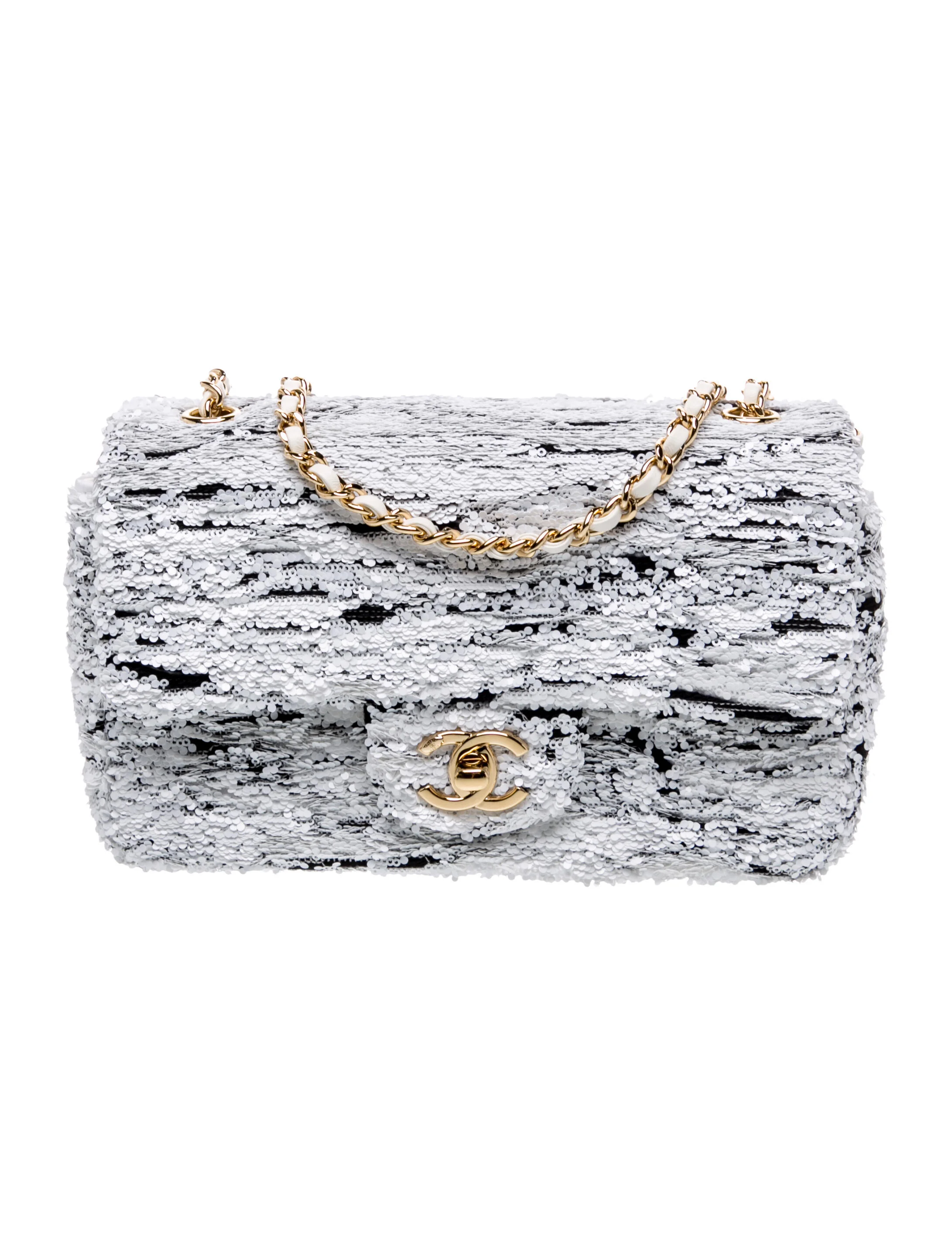 Rectangular Mini Sequin Single Flap Bag
