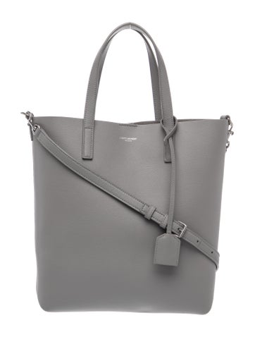 Leather North/South Shopping Tote