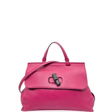 Calfskin Bamboo Daily Top Handle Bag Medium