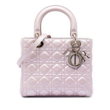 Medium Pearlescent Lambskin Cannage Lady Dior