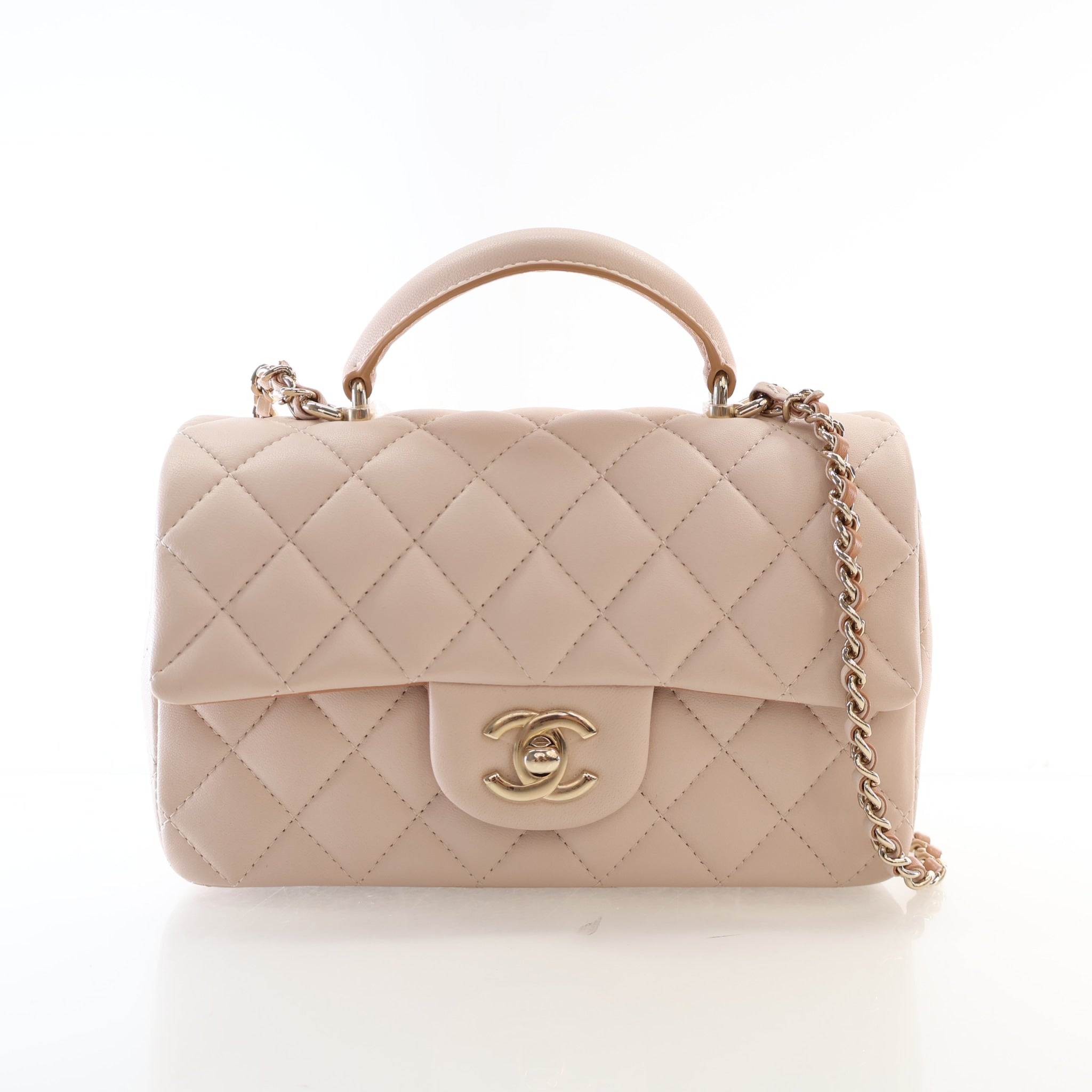 Chanel Mini Lambskin Rectangular Top Handle Flap Bag