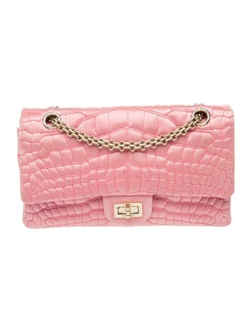 Satin Croc Reissue 225 Double Flap Bag