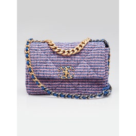 Chanel Blue/Pink Quilted Tweed Medium Chanel 19 Bag