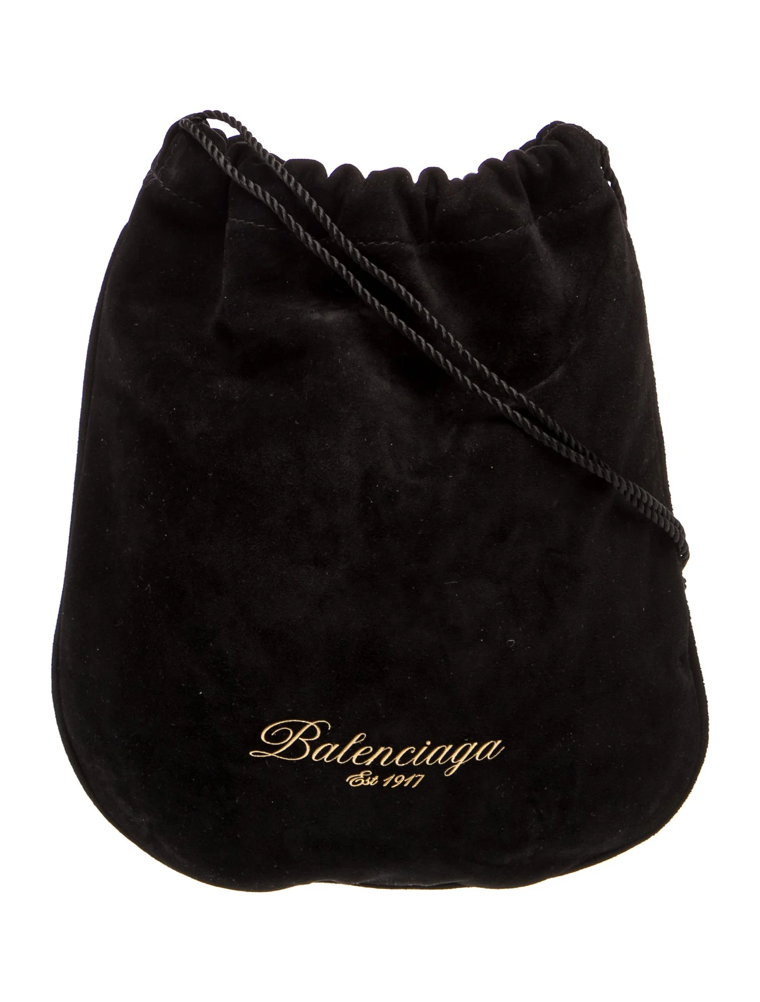 Balenciaga Suede Waxed Drawstring Pouch 2025