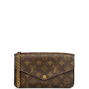 Coated Canvas Pochette Felicie Chain Wallet Brown