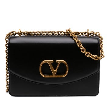 Valentino Small Shiny Calfskin V Logo Chain Crossbody
