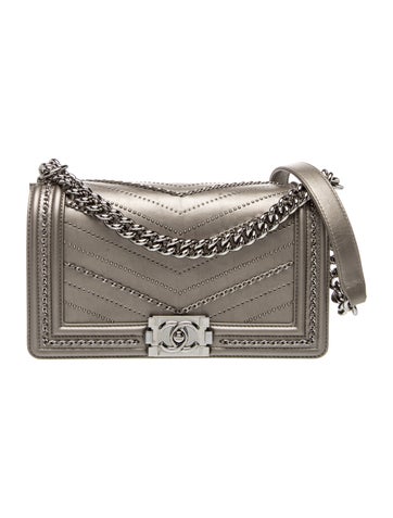 Embellished Chevron Medium Boy Bag