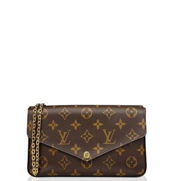 Coated Canvas Pochette Felicie Chain Wallet Brown