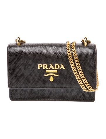 Saffiano Leather Flap Card Holder Wallet with Chain Mini