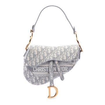 Oblique Embroidered Canvas Saddle Bag