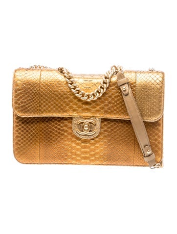 Large Python Perfect Edge Flap Bag