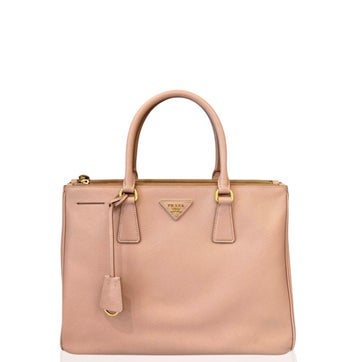 Saffiano Lux Leather Large Galleria Double Zip Tote