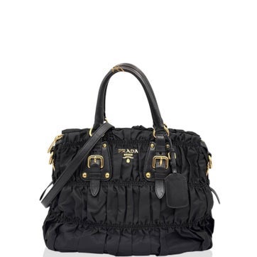 Nylon Gaufre Buckle Satchel Bag Medium
