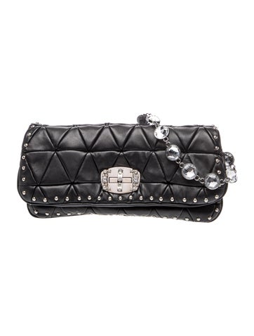 Chain-Link Crystal Matelassé Chain Clutch