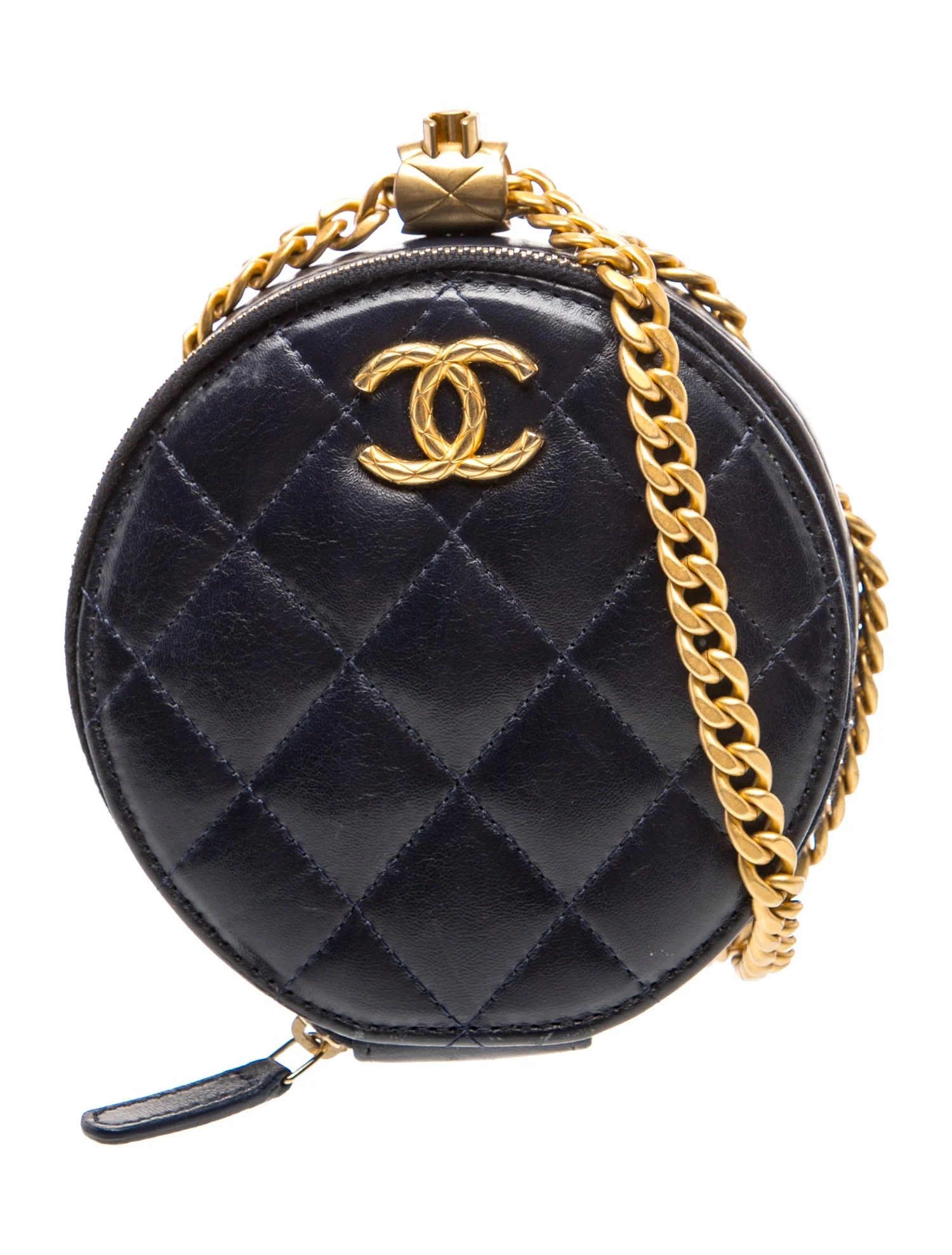 Pillow Crush Round Clutch w/ Chain