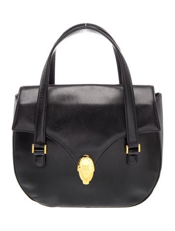 Leather Vintage Black Leather Flap Top Medium