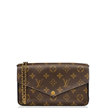 Taurillon Leather Pochette Felicie Chain Wallet Brown