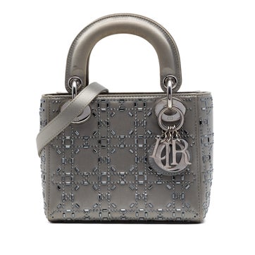 Mini Satin Cannage Crystal Embellished Lady Dior