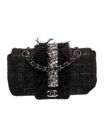 Small Tweed Embellished Flap Bag