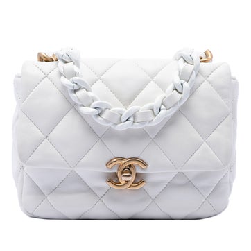 Mini Quilted Lambskin Lacquered Chain Flap