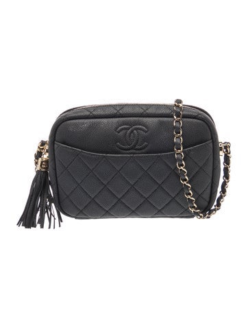 Quilted Caviar Medium Coco Tassel Camera