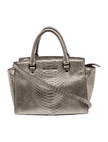 Embossed Leather Top Handle Bag