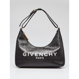 Givenchy Black Monogram Embossed Canvas/Leather Small Moon Cut Out Hobo Bag