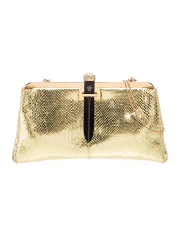 Versace Embossed Leather Evening Bag
