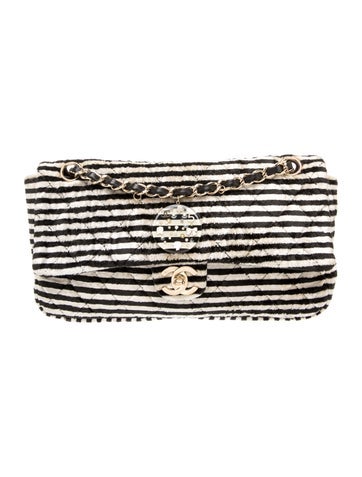 Velvet Striped Flap Bag