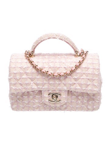 Tweed Rectangular Mini Top Handle Flap Bag w/ Tags