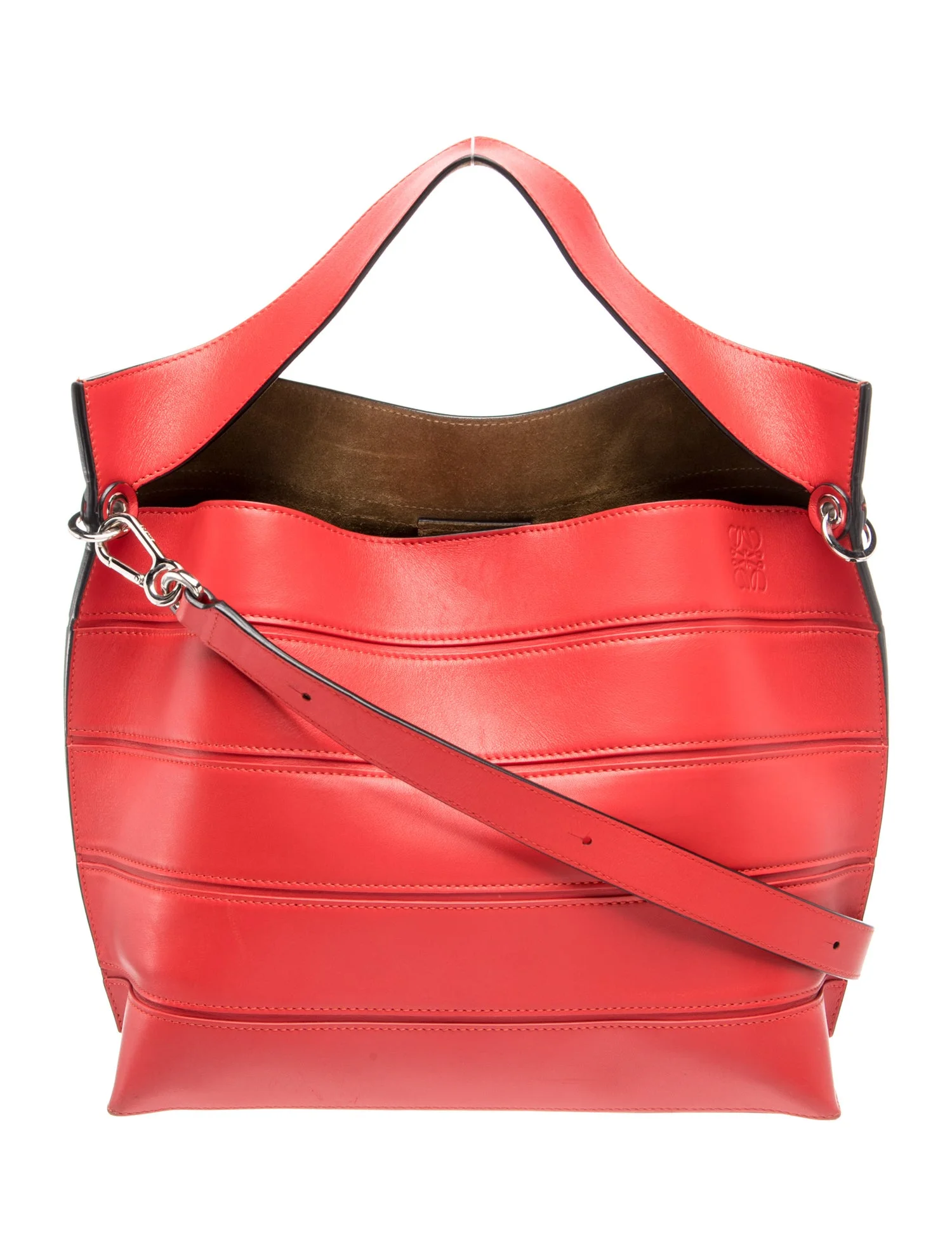 Leather Strip Shoulder Bag Medium