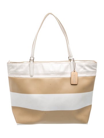 Leather Coated Stripe Tote Large