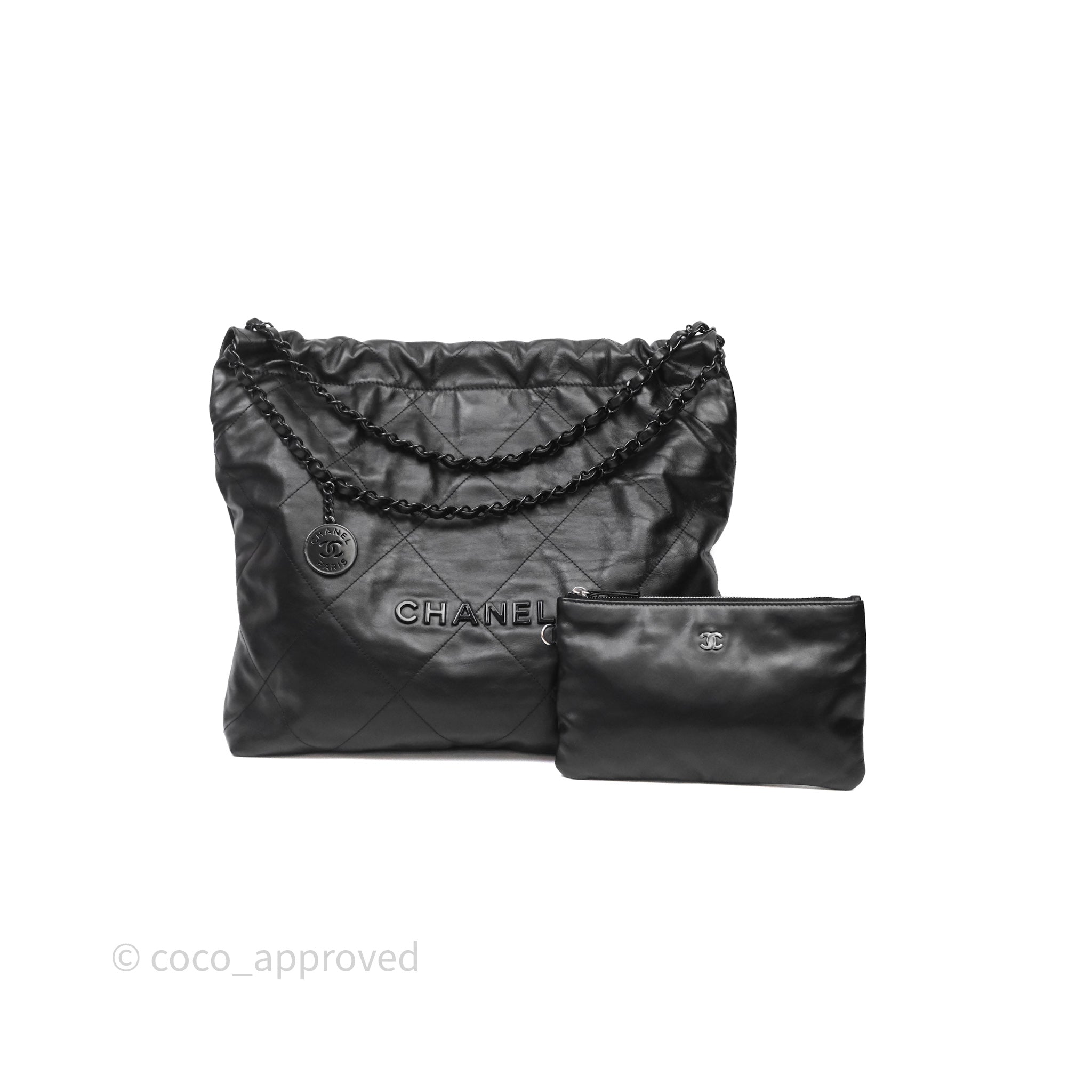 Chanel 22 Bag Medium Black Calfskin So Black Hardware