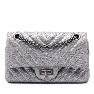 Chevron Metallic Textured Calfskin Reissue 2.55 Double Flap