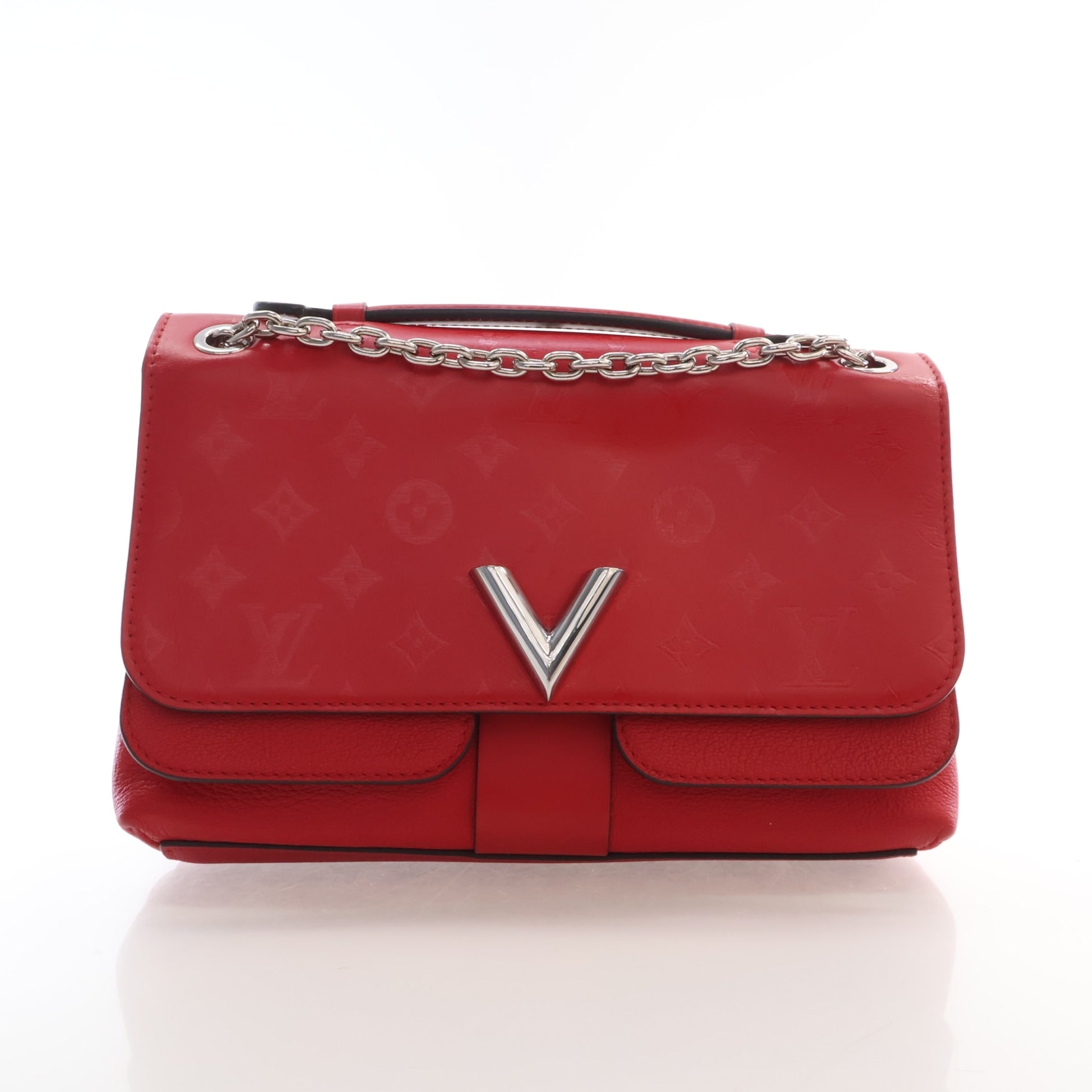 Monogram Cuir Plume Ecume Very Chain Bag Rubis Red