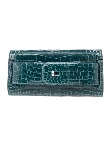 Hermes Shiny Niloticus Crocodile Clutch