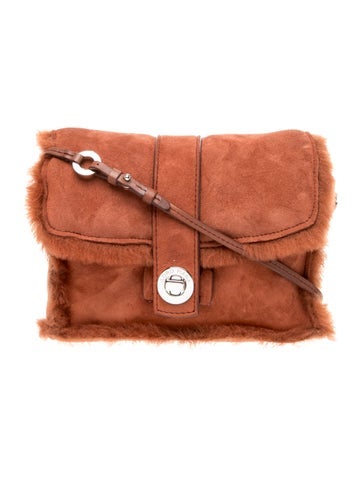 Suede Shearling-Trim Suede Crossbody Bag Small