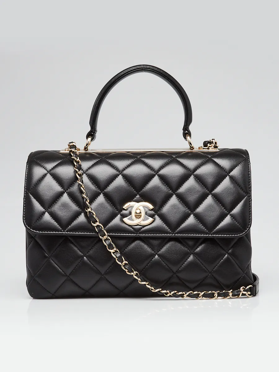 Chanel Black Quilted Lambskin Leather Medium Trendy CC Bag