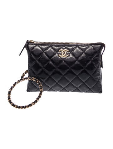Crumpled Calfskin Clutch w/ Bracelet