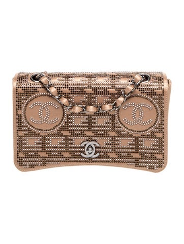 Satin CC Crystal Flap Bag