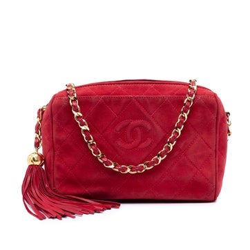 CC Quilted Suede Tassel Diamond Camera Bag